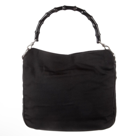 Gucci Handbags - Gucci Bamboo Vintage Black Nylon Leather Hobo Shoulder Bag